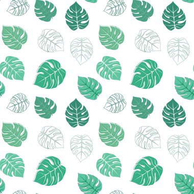 Yeşil tropikal yapraklı vektörsüz desen