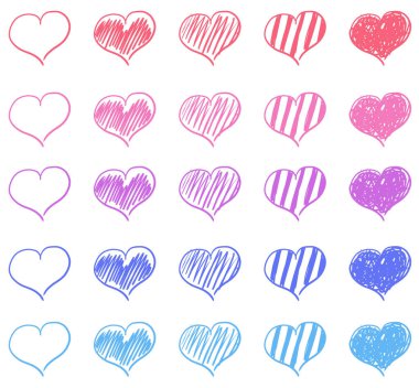 Tasarım için farklı el yapımı kalpler.