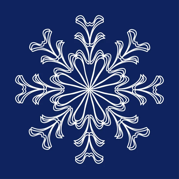 El icono del copo de nieve blanco está aislado sobre un fondo azul. — Vector de stock