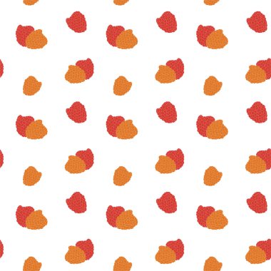 Vektör hattı ahududu desensiz. Tasarım için kırmızı ve sarı arkaplan meyveleri