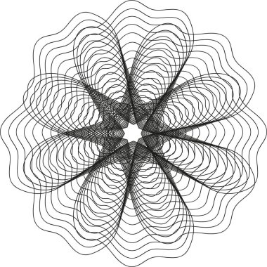 Sertifika, diploma, fiş, para veya diğer güvenlik belgeleri için Guilloche Deseni Rosette.