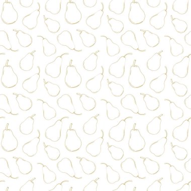 Vektör hattı armutsuz desen. Tek renkli çizgi arkaplan meyveleri