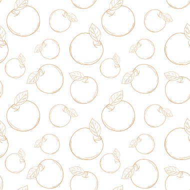 Vektör çizgisi, elmasız desen. Tek renkli altın arka plan meyveleri