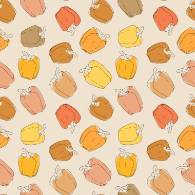 Vektör hattı bibersiz desen. Tasarım için sarı arkaplan sebzeleri