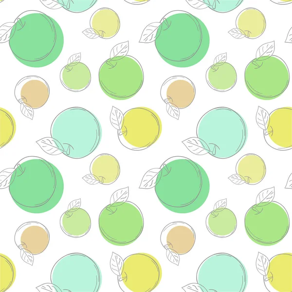 Modèle Sans Couture Vectoriel Pomme Fruits Fond Colorés Pour Conception — Image vectorielle