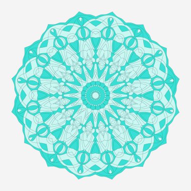 Mandala izole vektörü. Simetrik tek renkli yuvarlak bir süs. Etnik çizim