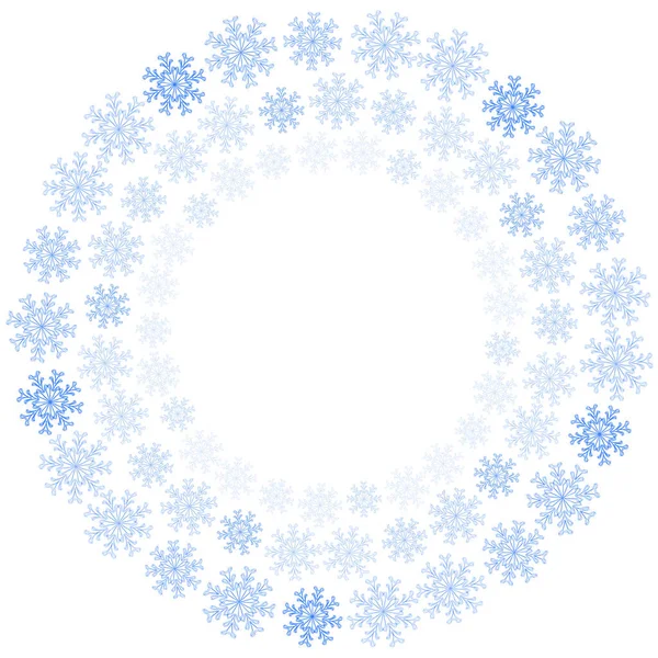 Copos Nieve Vector Plantilla Marco Redondo Invierno Año Nuevo Navidad — Vector de stock