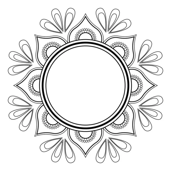 Mandala Linienvektor Ein Symmetrisches Rundes Monochromes Ornament Färbung — Stockvektor