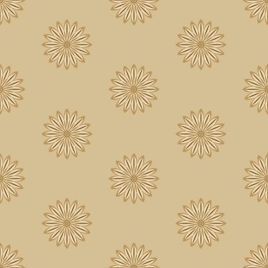 Etnik, kusursuz vektör deseni. Kahverengi çiçek mandalası. Kumaş, kapak, duvar kağıdı, döşeme tasarımında kullanılabilir.