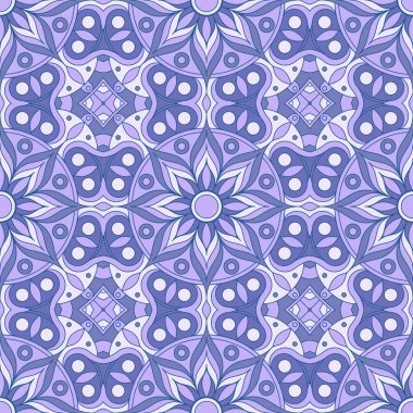 Etnik, kusursuz vektör deseni. Mor geometrik mandala çiçeği. Kumaş, kapak, duvar kağıdı, döşeme tasarımında kullanılabilir.