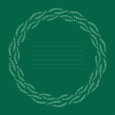 Doğal vektör çerçevesi. Yeşil arkaplanda yapraklar. Tebrik kartı, davet, poster şablonu