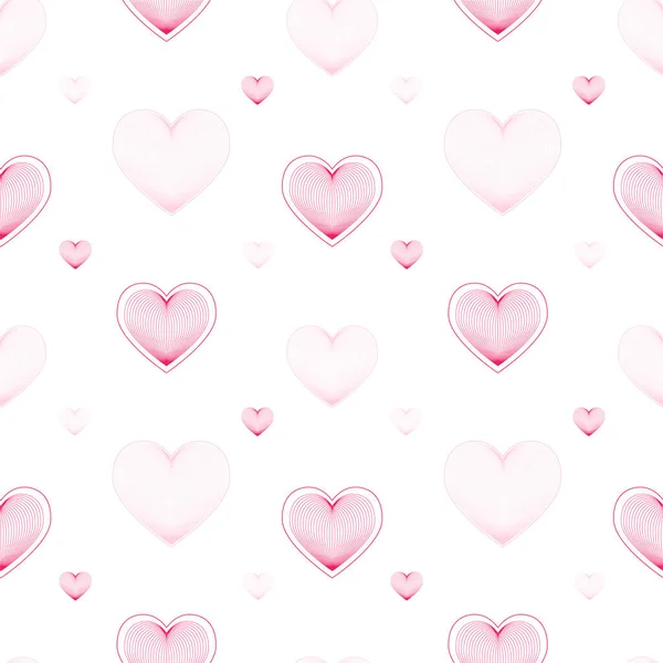 Wektor Bezszwowy Wzór Liniowego Serca Szczęśliwych Walentynek Miłość — Wektor stockowy