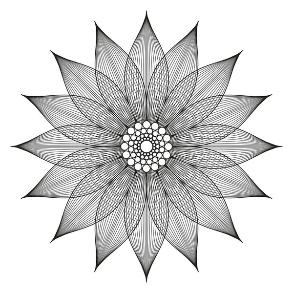 Vector contouring flower mandala. Linear drawing. Tattoo — Stock Vector