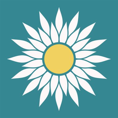 Vektör dekoratif geometrik çiçek. Daisy, Astra. Yaz çizimi