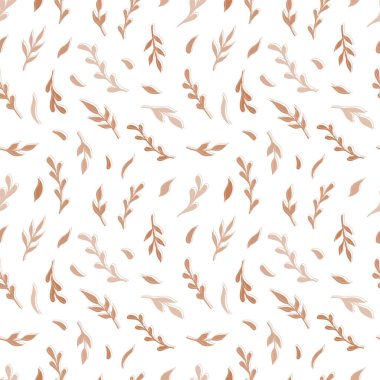 Doğal vektörsüz desen beyaz arkaplanda tek renkli elementler bırakır