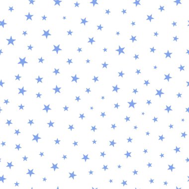 Yıldızlar derbeder, pürüzsüz arkaplan. Şirin mavi bir desen.