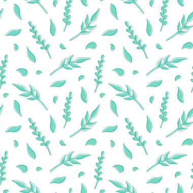 Doğal vektörsüz desen beyaz arkaplanda yeşil elementler bırakır