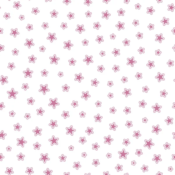 El fondo de las estrellas sin fisuras. Un lindo patrón rosa. — Vector de stock