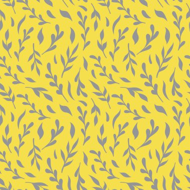 Vektörsüz çiçek deseni. Sarı arkaplanda gri elementler.