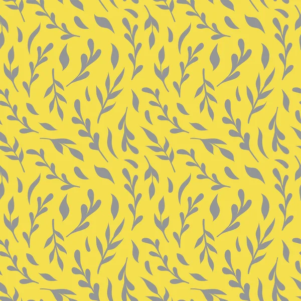 Vektörsüz çiçek deseni. Sarı arkaplanda gri elementler.