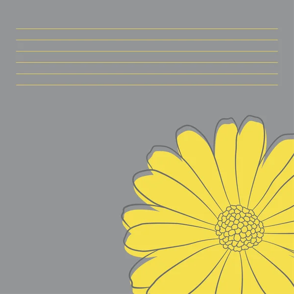ベクトル輪郭装飾花。灰色の背景に黄色の要素 — ストックベクタ