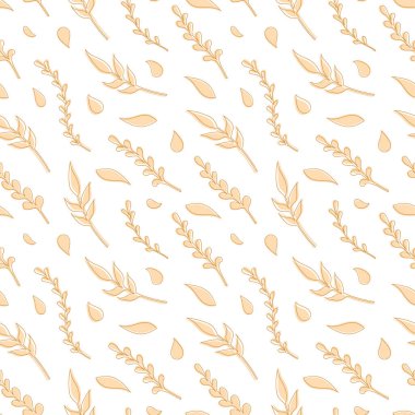 Doğal vektörsüz desen beyaz arkaplanda altın elementler bırakır