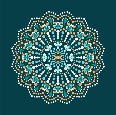 Vector nokta boyama mandalası. Noktalı resmin Aborjin tarzı. Tabak boyama.