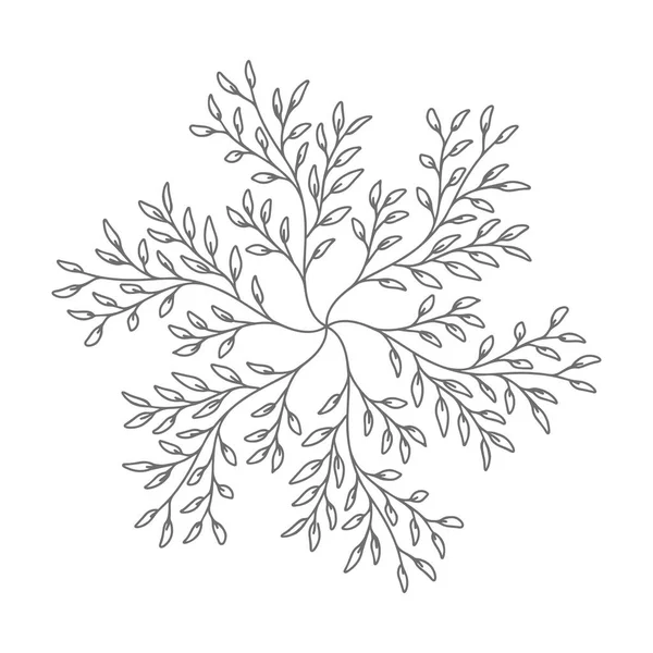 Dekoratif çiçek elementi. İzole bir element. Kar tanesi şeklindeki dallar. Vektör — Stok Vektör