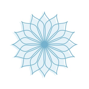 Doğrusal vektör izole edildi. Basit bir kar tanesi, kış şablonu. Mavi çiçekleri birleştirin.