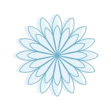 Doğrusal vektör izole edildi. Basit bir kar tanesi, kış şablonu. Mavi çiçekleri birleştirin.