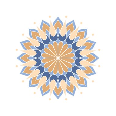 Mandala süs vektörü. Simetrik geometri renkli bir çiçek. Renkli etnik çekim