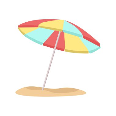 Plaj şemsiyesi Vektör çizimi. Dekoratif şirin unsur. Yaz baskısı.
