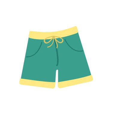 Plaj şortu. Vektör çizimi. Dekoratif şirin unsur. Yaz kıyafetleri.