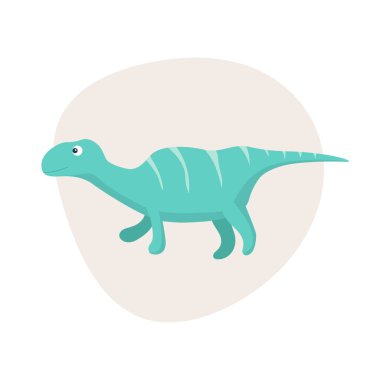 Cartoon funny green dinosaur. Cute child vector illustration. Auroraceratops.
