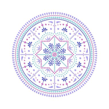 Nokta resmi mandalalarla buluşuyor. Noktalı resmin Aborjin tarzı ve mandala 'nın gücü. Dekoratif çiçek