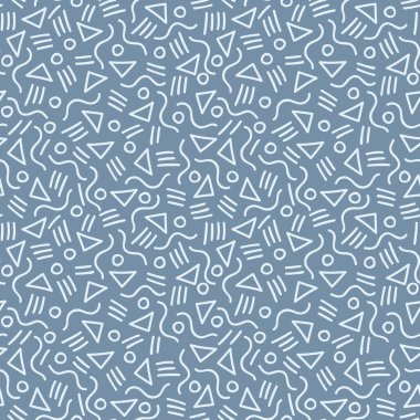 Vektör kusursuz desen çiziyor. Çizgili el mavi monokrom arka plan çizmiş. Kumaş, duvar kağıdı ve ambalaj için geometrik süs.