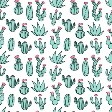 Nane ve beyaz kaktüs çöl dikişsiz deseni. Kaktüs ve çizgiler aşiret boho geçmişi. Kumaş baskı tasarımı. Sulu tekstil yüzeyi.