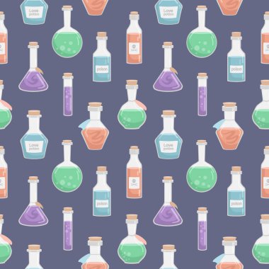 Çeşitli şekillerdeki mataraların kusursuz desenleri. Sıvı için damarlar. Renkli Cadılar Bayramı öğeleri