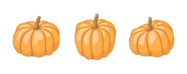 Tasarımınız için Cadılar Bayramı balkabağı ikonu portakal kabağını ayarlayın. Cadılar Bayramı. Vektör çizimi. Sonbahar baskısı.