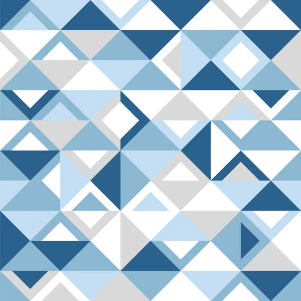 Geometrisches minimalistisches nahtloses Vektormuster. Blaue und graue abstrakte flache skandinavische Muster. Winterspeck im Dreieck — Stockvektor