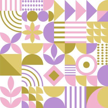 Vektör İskandinav deseni. Minimalist geometrik arkaplan. Basit yaz elementleri.