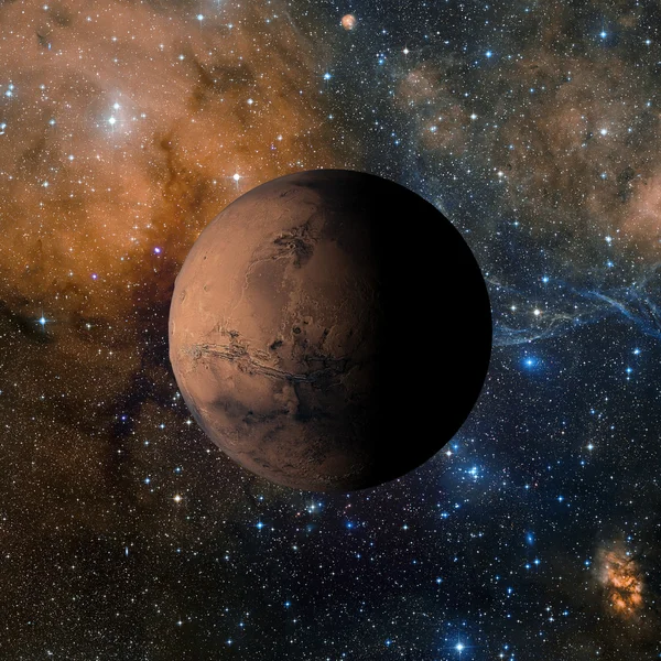 Sistema solare pianeta Marte su sfondo nebuloso rendering 3d . — Foto Stock
