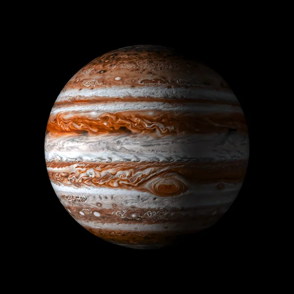 Jupiter Planeta sistemului solar pe fundal negru 3D randare. Elemente ale acestei imagini furnizate de NASA — Fotografie, imagine de stoc