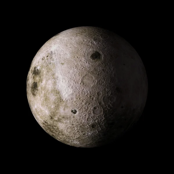 Luna Planeta del sistema solar sobre fondo negro 3d renderizado. Elementos de esta imagen proporcionados por la NASA — Foto de Stock