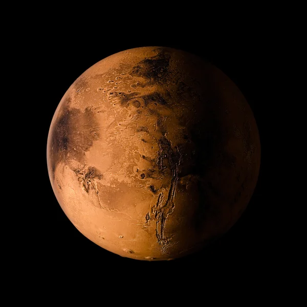 Mars planety układu słonecznego na czarnym tle renderowania 3d. Elementy tego obrazu dostarczone przez Nasa — Zdjęcie stockowe