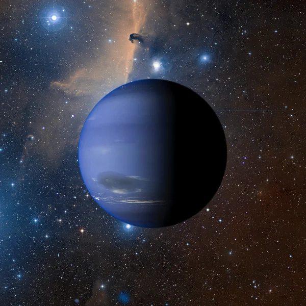 太阳系行星海王星星云背景 3d 渲染. — 图库照片