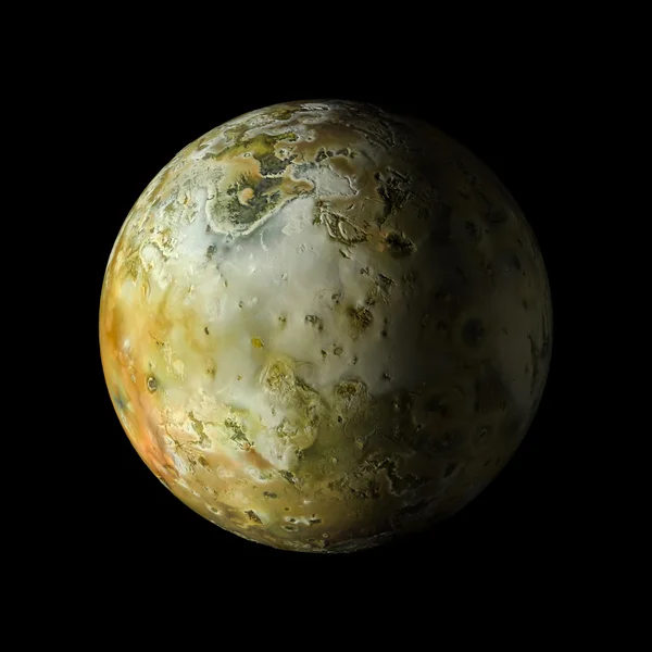 Io 太阳能系统星球上黑色背景 3d 渲染。这幅图像由美国国家航空航天局提供的元素 — 图库照片