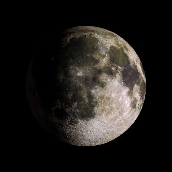 Luna Planeta del sistema solar sobre fondo negro 3d renderizado. Elementos de esta imagen proporcionados por la NASA — Foto de Stock