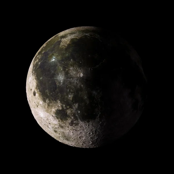 月球太阳系行星上黑色背景 3d 渲染。这幅图像由美国国家航空航天局提供的元素 — 图库照片