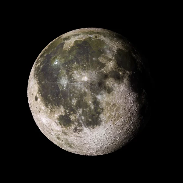 Luna Planeta del sistema solar sobre fondo negro 3d renderizado. Elementos de esta imagen proporcionados por la NASA — Foto de Stock